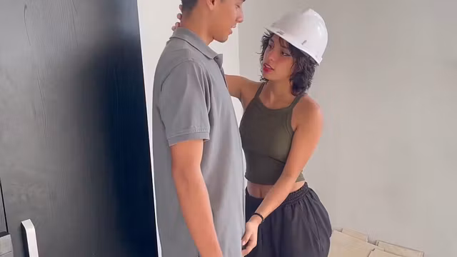 The construction worker has sex with a young, novice female engineer. julianapalvin