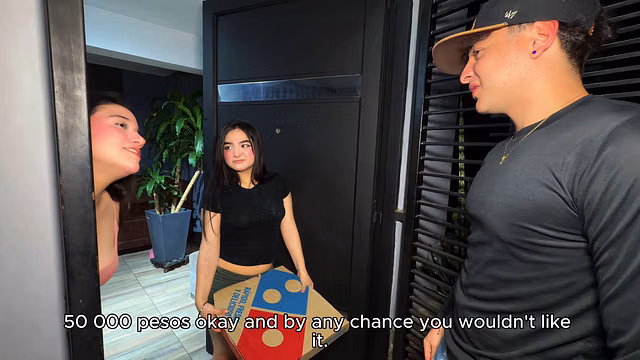 Two Beautiful Colombian Girls Order Pizza Delivery... They Pay for the Service with a Threesome Fuck!