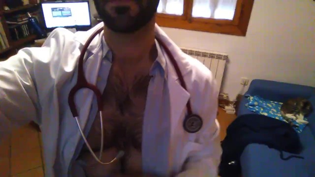 Hot doctor stripping and cumming